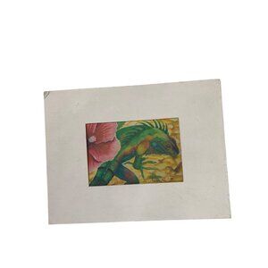 Aruba Print Rhona P. Lemminga 2009 Signed Iguana Flower 3.5" x 5"